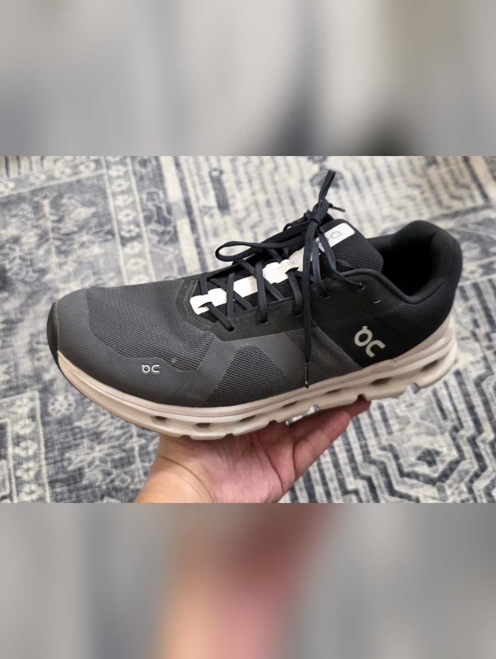 On Running Cloud Men’s Black Running Shoe with Cream Sole